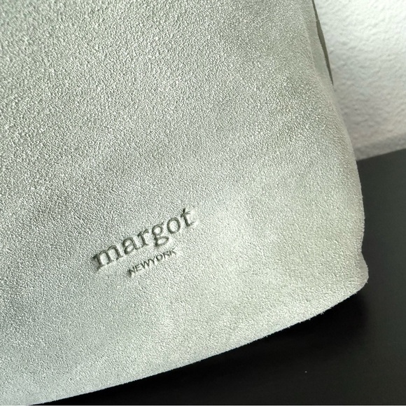 NEW MARGOT NEW YORK GABI MAXI HOBO GRAY BLUE SUEDE LEATHER SHOULDER BAG - Picture 3 of 15
